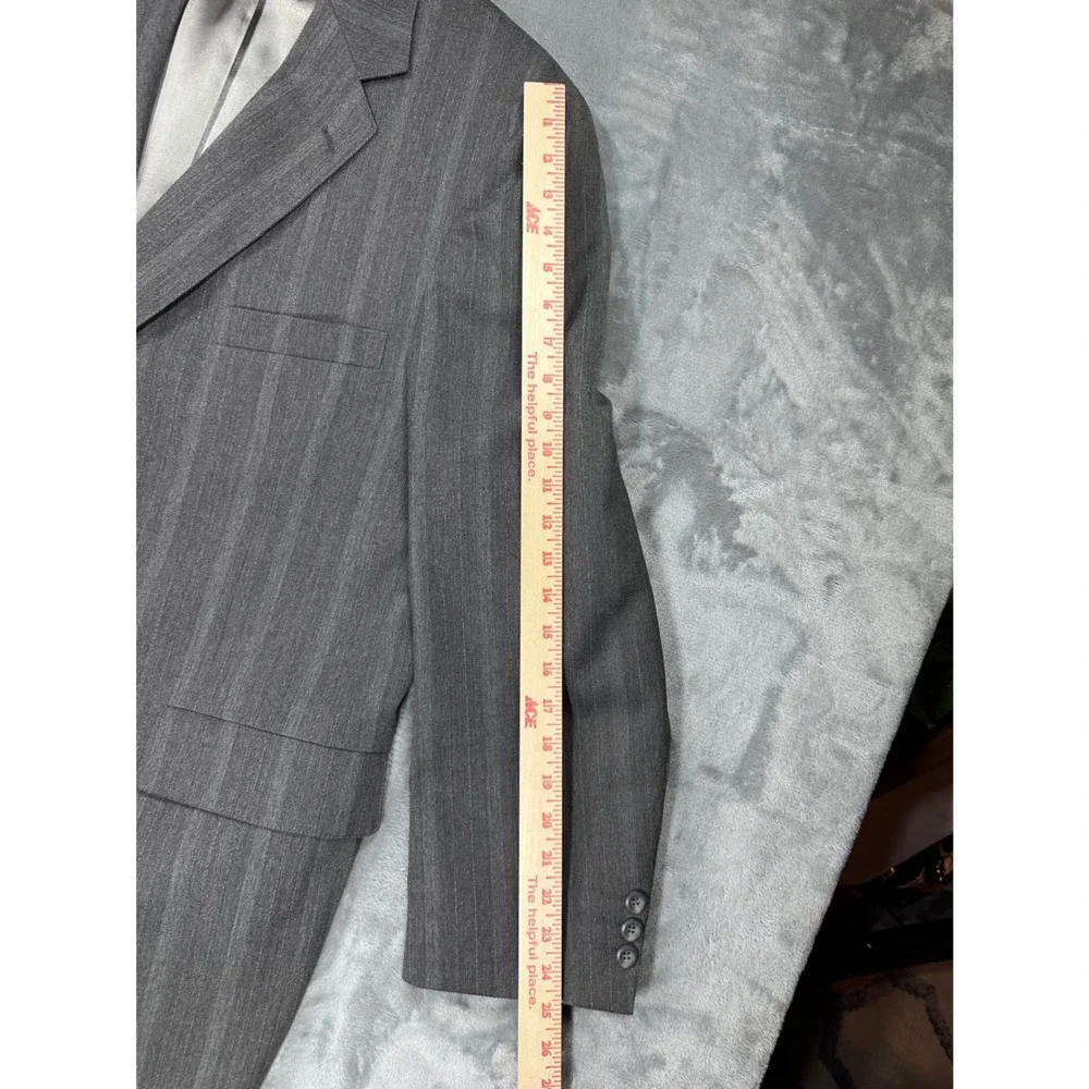 Adams Row by Anderson Little Mens Grey Pinstripe Blazer Jacket Made in USA 48L